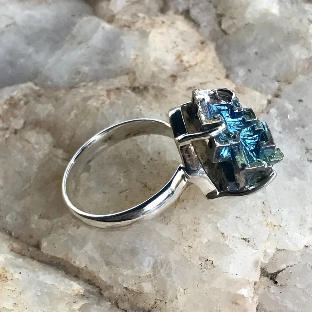 BISMUTH CRYSTAL 925 sterling silver ring size 7 - Picture 6 of 10
